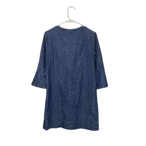 Draper James Chambray Ruffle Denim Shift Dress Jean 4 Small 100% Cotton - Picture 3 of 7